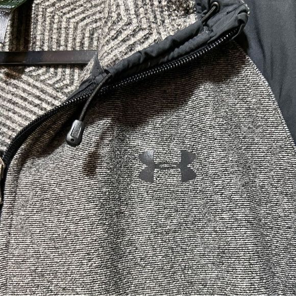 Under Armour Cold Gear Full Zip Jacket Hooded Zip Pockets Long Sleeve Gray Large - Picture 3 of 4